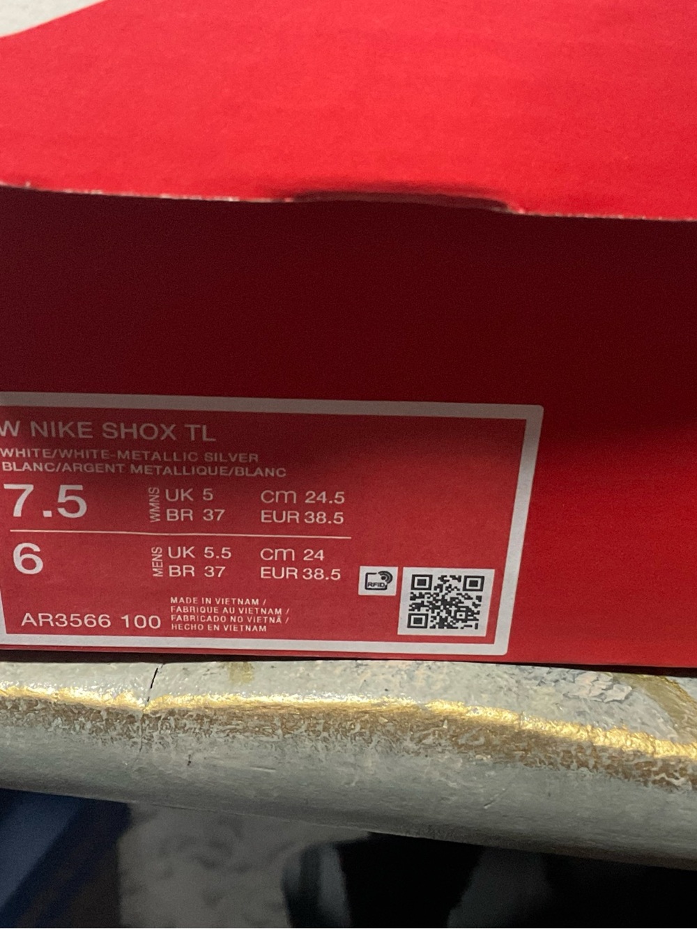 Nike White Metallic Silver Shox TL Box Label - Picture 2 of 4